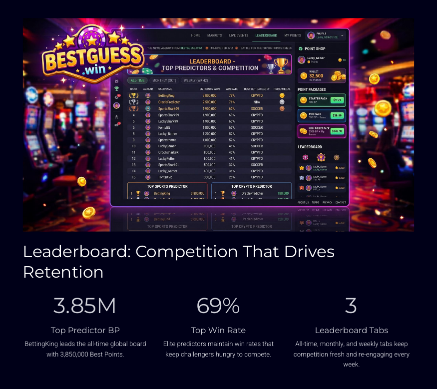 BestGuess.win leaderboard of top predictors